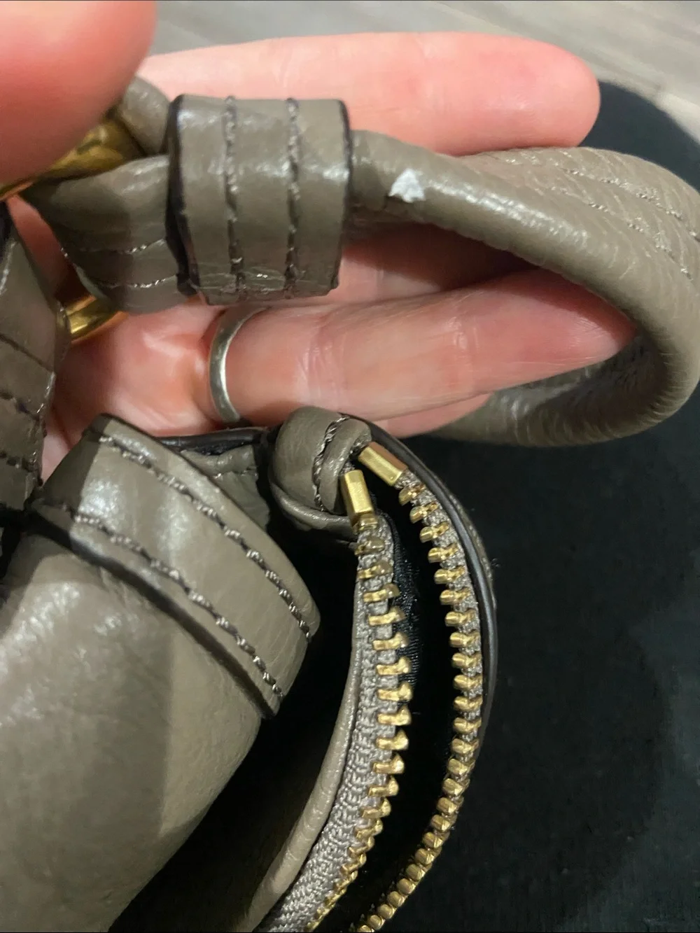 Marc by Marc Jacobs Taupe Leather Crossbody with Gold Hardware